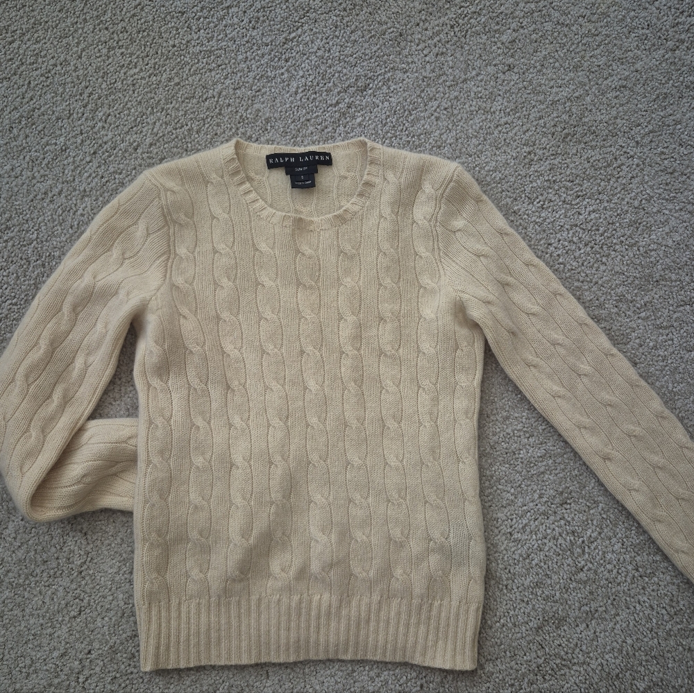 Lauren Ralph Lauren Women's Cable Knit Crewneck Sweater in Cream